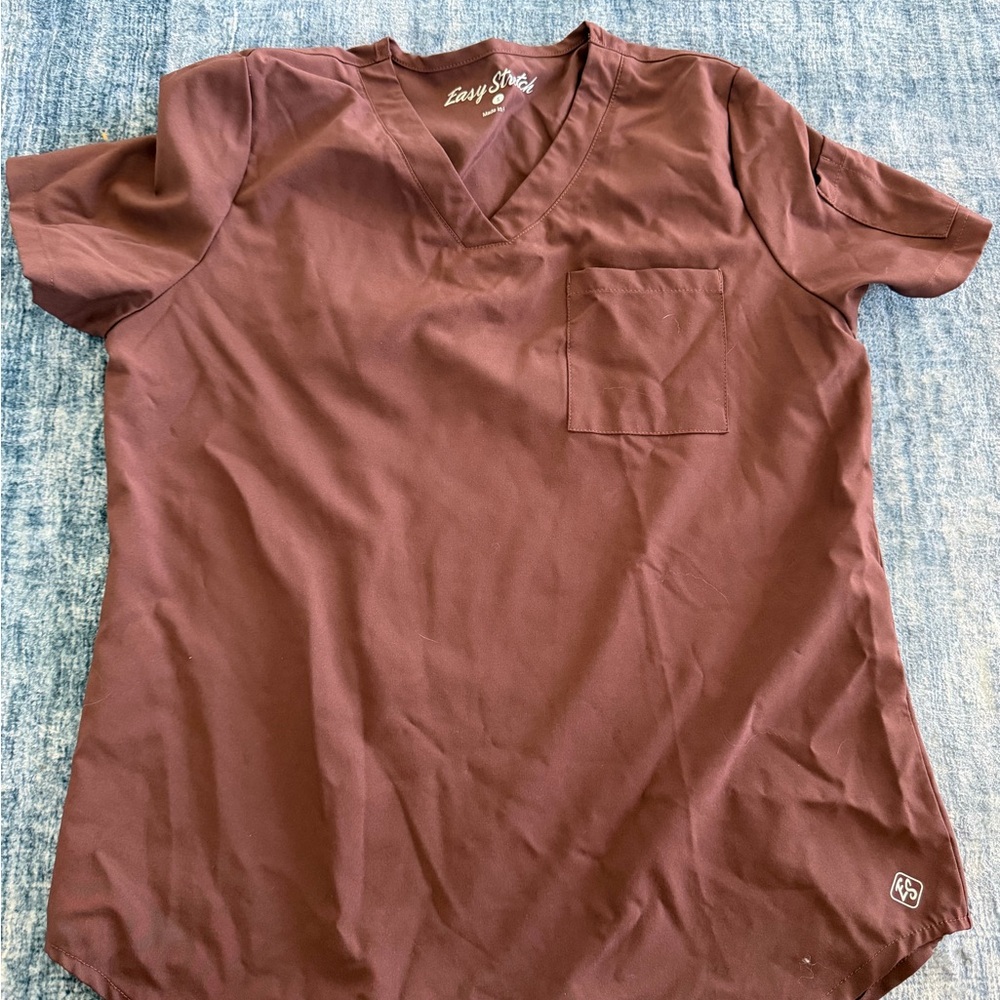 Brown V-Neck Scrub Top